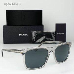 BRAND NEW Prada Women Sunglasses Grey Crystal Blue Rectangle PR18WS U430A9